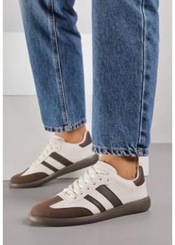 Beżowo-Brązowe Płaskie Sneakersy Ozdobione Paskami Glaria ze sklepu born2be.pl w kategorii Buty sportowe damskie - zdjęcie 188154414