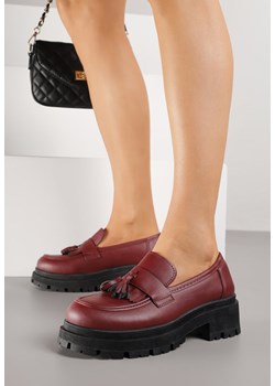 Bordowe Mokasyny na Grubej Podeszwie z Frędzlami Sewolia ze sklepu born2be.pl w kategorii Mokasyny damskie - zdjęcie 188154463