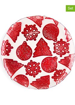 Trendy Kitchen by EXCÉLSA Talerze (2 szt.) "Xmas" w kolorze czerwonym do serwowania - Ø 34 cm ze sklepu Limango Polska w kategorii Naczynia - zdjęcie 188155384