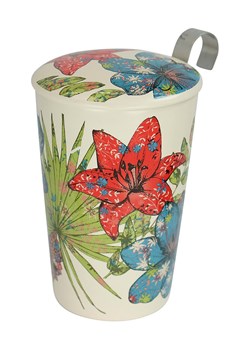 Eigenart Kubek "Rustic Flower" w kolorze kremowym ze wzorem do herbaty - 350 ml ze sklepu Limango Polska w kategorii Dzbanki i zaparzacze - zdjęcie 188156630