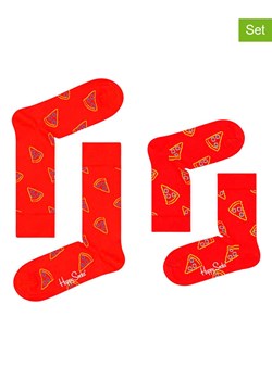 Happy Socks Skarpety (2 pary) "Mini &amp; Me Pizza" w kolorze czerwonym ze sklepu Limango Polska w kategorii Skarpetki męskie - zdjęcie 188158622