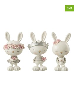 J Line Figurki dekoracyjne (3 szt.) w kolorze biało-szaro-jasnoróżowym - wys. 17 x Ø 9,5 cm ze sklepu Limango Polska w kategorii Dekoracje - zdjęcie 188158751