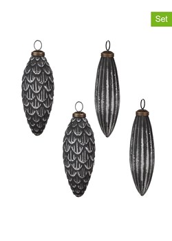 Clayre &amp; Eef Bombki (4 szt.) w kolorze srebrno-szarym - wys. 15 x Ø 8 cm ze sklepu Limango Polska w kategorii Dekoracje bożonarodzeniowe - zdjęcie 188164440