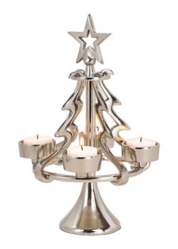 G. Wurm Kompozycja adwentowa "Christmas Tree" w kolorze srebrnym - wys. 28 x Ø 18 cm ze sklepu Limango Polska w kategorii Świeczniki - zdjęcie 188168361