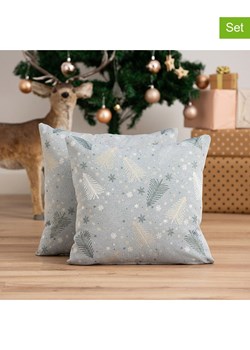 GAMUSI Poszewki (2 szt.) "Christree" w kolorze złoto-błękitnym na poduszkę ze sklepu Limango Polska w kategorii Poduszki dekoracyjne - zdjęcie 188168821