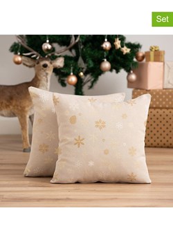 GAMUSI Poszewki (2 szt.) "Flake" w kolorze złoto-beżowym na poduszkę ze sklepu Limango Polska w kategorii Poduszki dekoracyjne - zdjęcie 188168823