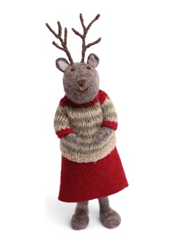 Gry &amp; Sif Figurka dekoracyjna "Girly Deer" w kolorze szaro-czerwonym - 6 x 27 x 6 cm ze sklepu Limango Polska w kategorii Dekoracje - zdjęcie 188169504