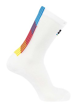 SALOMON Skarpety "Pulse Race Flag Crew" w kolorze białym ze wzorem do biegania ze sklepu Limango Polska w kategorii Skarpetki męskie - zdjęcie 188178924