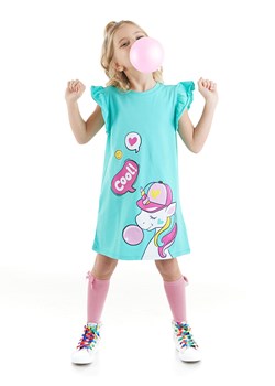 Denokids Sukienka "Gummy Unicorn" w kolorze turkusowym ze sklepu Limango Polska w kategorii Sukienki dziewczęce - zdjęcie 188189830