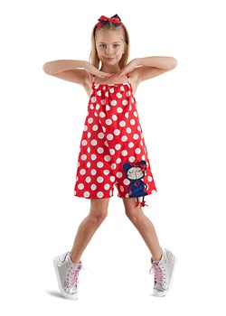Denokids Sukienka "Cute Dots Poplin" w kolorze czerwonym ze sklepu Limango Polska w kategorii Sukienki dziewczęce - zdjęcie 188190274