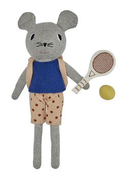OYOY mini Maskotka "Mouse Tennis" w kolorze szarym - 0+ ze sklepu Limango Polska w kategorii Zabawki - zdjęcie 188198894