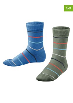 ESPRIT Skarpety (2 pary) "Colorful Stripes" w kolorze oliwkowo-niebieskim ze sklepu Limango Polska w kategorii Skarpetki dziecięce - zdjęcie 188202420
