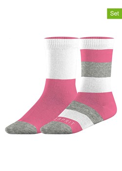 ESPRIT Skarpety (2 pary) "B Stripe" w kolorze biało-różowo-szarym ze sklepu Limango Polska w kategorii Skarpetki dziecięce - zdjęcie 188202481