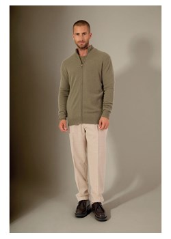 Perfect Cashmere Kaszmirowy kardigan "Cody" w kolorze khaki ze sklepu Limango Polska w kategorii Swetry męskie - zdjęcie 188209611