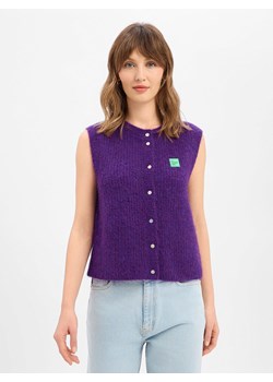 american vintage Damska kamizelka z dzianiny z alpaką i wełną - East Kobiety Sztuczne włókno lila marmurkowy ze sklepu vangraaf w kategorii Kamizelki damskie - zdjęcie 188218794