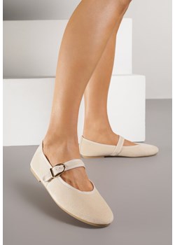 Beżowe Balerinki Mary Jane z Klamrą Zaurg ze sklepu renee.pl w kategorii Balerinki - zdjęcie 188219461