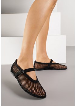 Czarne Balerinki Ozdobione Siateczką Arolamar ze sklepu renee.pl w kategorii Balerinki - zdjęcie 188219731
