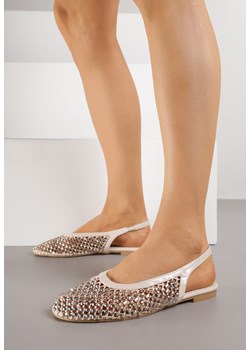 Beżowe Sandały Lakierowane Ozdobione Cyrkoniami Yesmenor ze sklepu renee.pl w kategorii Sandały damskie - zdjęcie 188219794