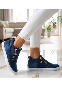 Jeansowe wsuwane trampki granatowe /G7-2 12448 T293/ ze sklepu Pantofelek24.pl w kategorii Półbuty damskie - zdjęcie 188227084