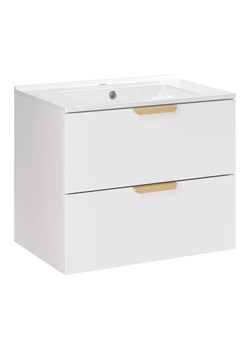 Biała szafka łazienkowa z umywalką - Verdessa 12X 60 cm ze sklepu Edinos.pl w kategorii Szafki i regały łazienkowe - zdjęcie 188228412