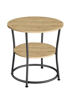 Okrągły stolik kawowy z półką dąb artisan - Ineo 3X ze sklepu Edinos.pl w kategorii Stoliki kawowe - zdjęcie 188228444