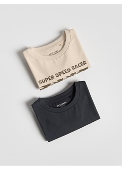 Reserved - Bawełniany longsleeve 2 pack - kremowy ze sklepu Reserved w kategorii T-shirty chłopięce - zdjęcie 188229771