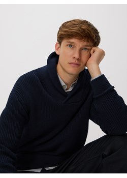 Reserved - Strukturalny sweter z bawełny - granatowy ze sklepu Reserved w kategorii Swetry męskie - zdjęcie 188229811