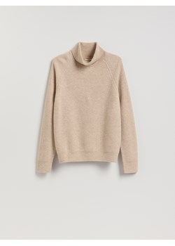 Reserved - Wełniany sweter z golfem - beżowy ze sklepu Reserved w kategorii Swetry męskie - zdjęcie 188230011