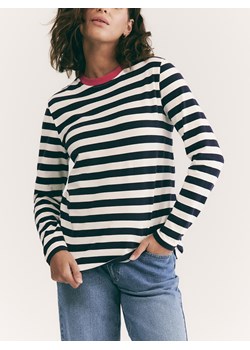 Reserved - Bawełniany longsleeve w paski - granatowy ze sklepu Reserved w kategorii Bluzki damskie - zdjęcie 188230054