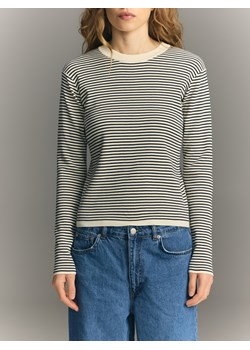 Reserved - Bawełniany longsleeve w paski - granatowy ze sklepu Reserved w kategorii Bluzki damskie - zdjęcie 188230162