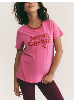 Reserved - Bawełniany t-shirt z nadrukiem - fuksja ze sklepu Reserved w kategorii Bluzki damskie - zdjęcie 188230223
