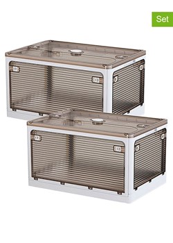 Joybos Skrzynki (2 szt.) w kolorze biało-brązowym - 41 x 29 x 24 cm ze sklepu Limango Polska w kategorii Pojemniki kuchenne - zdjęcie 188233194