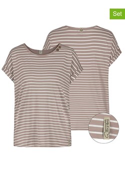 Sublevel Koszulki (2 szt.) w kolorze biało-szarobrązowym ze sklepu Limango Polska w kategorii Bluzki damskie - zdjęcie 188236960