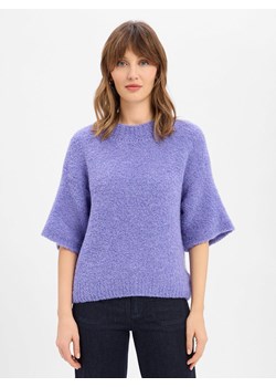 american vintage Damski sweter z dzianiny z wełną i alpaką - Zolly Kobiety Wełna bzowy jednolity ze sklepu vangraaf w kategorii Swetry damskie - zdjęcie 188244152