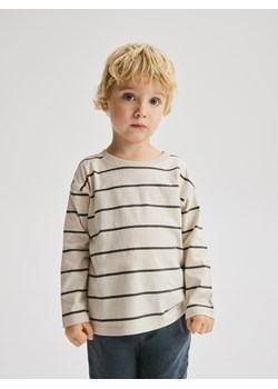 Reserved - Bawełniany longsleeve w paski - kremowy ze sklepu Reserved w kategorii T-shirty chłopięce - zdjęcie 188245724