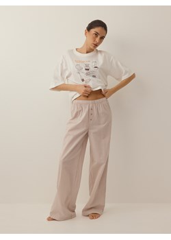 Reserved - Dwuczęściowa piżama z nadrukiem - brązowy ze sklepu Reserved w kategorii Piżamy damskie - zdjęcie 188245744