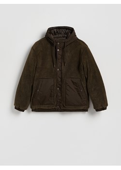 Reserved - Kurtka sherpa z kapturem - ciemnobrązowy ze sklepu Reserved w kategorii Kurtki męskie - zdjęcie 188245891