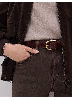 Reserved - Skórzany pasek z klamrą - ciemnobrązowy ze sklepu Reserved w kategorii Paski damskie - zdjęcie 188247124