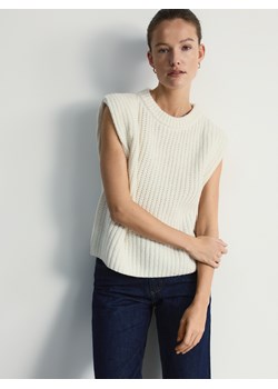 Reserved - Dzianinowa kamizelka z wełną - kremowy ze sklepu Reserved w kategorii Swetry damskie - zdjęcie 188247200