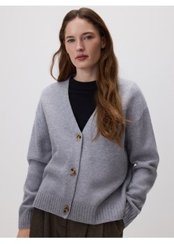 Reserved - Wełniany kardigan - jasnoszary ze sklepu Reserved w kategorii Swetry damskie - zdjęcie 188247273
