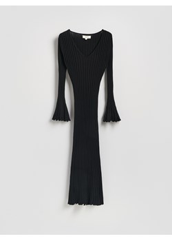 Reserved - Prążkowana sukienka z wiskozy - czarny ze sklepu Reserved w kategorii Sukienki - zdjęcie 188247380