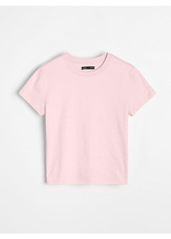 Sinsay - Bawełniana koszulka basic - różowy ze sklepu Sinsay w kategorii Bluzki damskie - zdjęcie 188248032