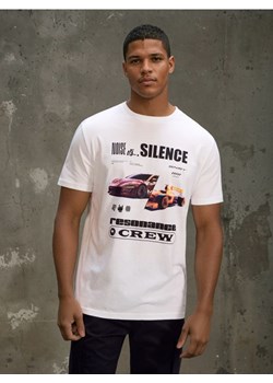 Sinsay - Bawełniana koszulka z nadrukiem - biały ze sklepu Sinsay w kategorii T-shirty męskie - zdjęcie 188248040