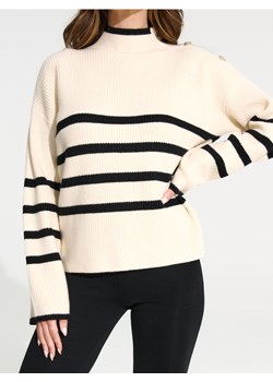 Sinsay - Prążkowany sweter z guzikami na ramieniu - wielobarwny ze sklepu Sinsay w kategorii Swetry damskie - zdjęcie 188248094