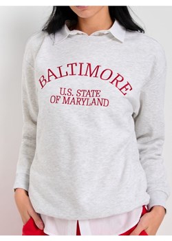 Sinsay - Bluza crewneck z nadrukiem - szary ze sklepu Sinsay w kategorii Bluzy damskie - zdjęcie 188248101