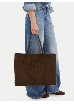 Torebka Tory Burch Ella Suede Tote 170980 Brązowy ze sklepu eobuwie.pl w kategorii Torby Shopper bag - zdjęcie 188248902