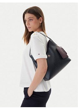 Torebka Tommy Hilfiger Th Icon Shoulder Bag Mono AW0AW18141 Granatowy ze sklepu eobuwie.pl w kategorii Torby Shopper bag - zdjęcie 188249133