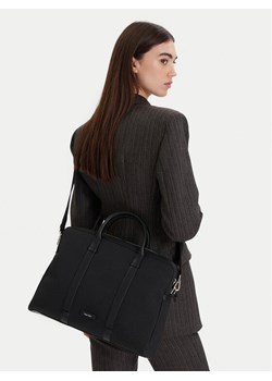 Torba na laptopa Calvin Klein Embossed Woven Commuter LV04D3207G Czarny ze sklepu eobuwie.pl w kategorii Torby na laptopa - zdjęcie 188250793