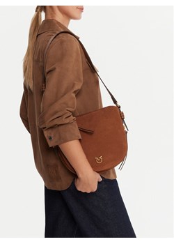 Torebka PINKO Hobo Zip Around Mini Al 25-26 PLTT 105332 A2JH Brązowy ze sklepu eobuwie.pl w kategorii Listonoszki - zdjęcie 188251281
