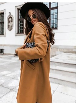 Długi płaszcz damski z kieszeniami i jednym guzikiem - Brązowy S ze sklepu Intimica.pl w kategorii Płaszcze damskie - zdjęcie 188263330